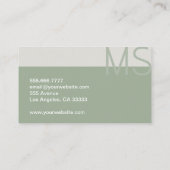 Monogram Modern Minimal Salbeigrün Geschäftlich Visitenkarte (Rückseite)