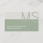 Monogram Modern Minimal Salbeigrün Geschäftlich Visitenkarte (Vorderseite)