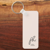 Monogram Modern Minimal Script Initials Blush Pink Schlüsselanhänger (Vorderseite)