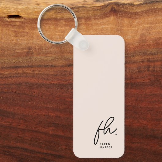 Monogram Modern Minimal Script Initials Blush Pink Schlüsselanhänger (Vorderseite)