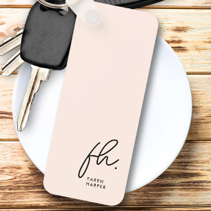 Monogram Modern Minimal Script Initials Blush Pink Schlüsselanhänger