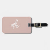 Monogram Modern Minimal Script Initials Pink Gepäckanhänger (Vorderseite horizontal)