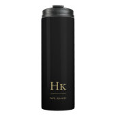 Monogram Modern Minimal Simple Classic Black Gold Thermosbecher (Vorderseite)