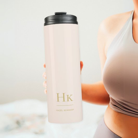 Monogram Modern Minimal Simple Classic Blush Gold Thermosbecher
