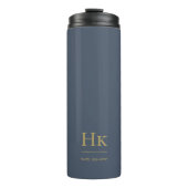 Monogram Modern Minimal Simple Classic Navy Gold Thermosbecher (Vorderseite)