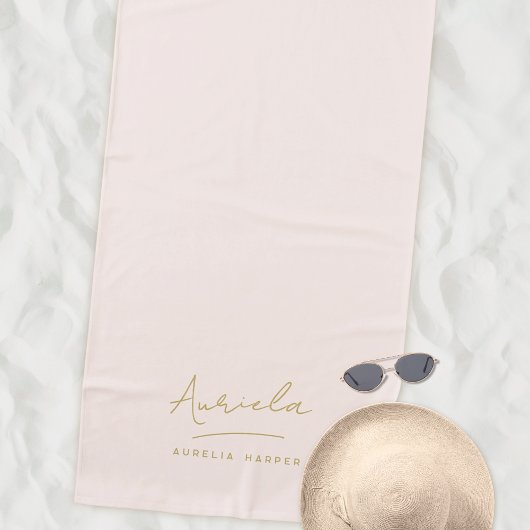 Monogram Modern Minimal Stilvoll Rosa Gold Strandtuch