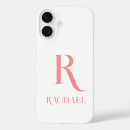 Monogram Modern Minimal Stylish Pink iPhone 16 Hülle