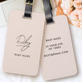 Monogram Modern Minimal Stylish Script Signature Gepäckanhänger