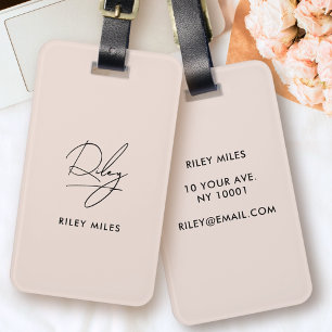 Monogram Modern Minimal Stylish Script Signature Gepäckanhänger