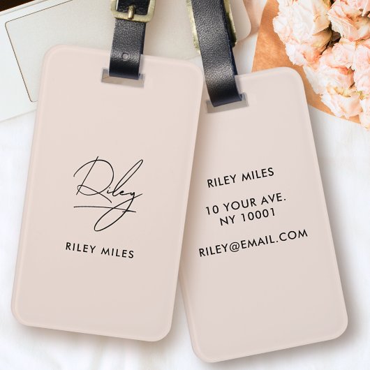 Monogram Modern Minimal Stylish Script Signature Gepäckanhänger