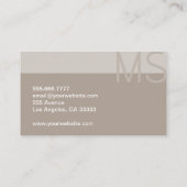 Monogram Modern Minimal Taupe Beruflich Visitenkarte (Rückseite)