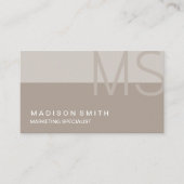 Monogram Modern Minimal Taupe Beruflich Visitenkarte (Vorderseite)