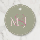 Monogram Modern Minimalist Green & Pink Wedding Geschenkanhänger (Vorderseite)