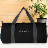 Monogram Modern Minimalistisch Black Chic Script Duffle Bag