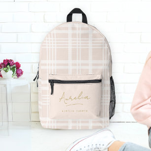 Monogram Modern Minimalistisch Blush Pink Gold Kar Bedruckter Rucksack