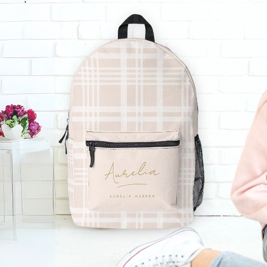 Monogram Modern Minimalistisch Blush Pink Gold Kar Bedruckter Rucksack