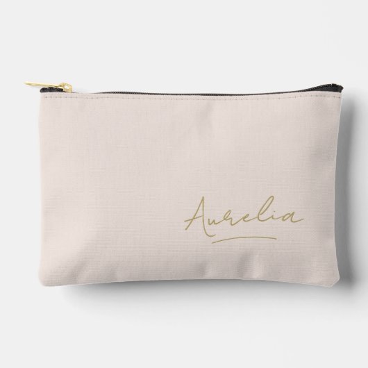 Monogram Modern Minimalistisch Blush Pink Gold Scr Zubehörtasche (Vorderseite)
