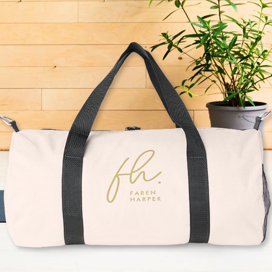 Monogram Modern Minimalistisch Blush Pink Script N Duffle Bag