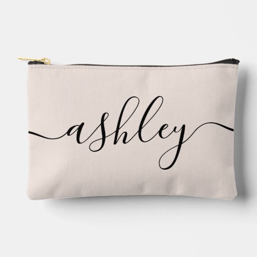 Monogram Modern Minimalistisch Calligraphy Script Zubehörtasche (Vorderseite)