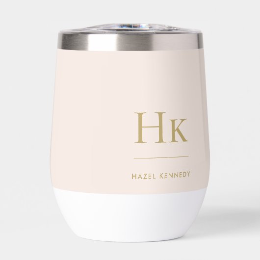 Monogram Modern Minimalistisch Elegant Blush Pink  (Vorderseite)