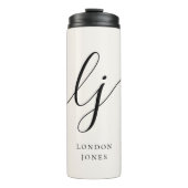 Monogram Modern Minimalistisch Elegant Script Init Thermosbecher (Vorderseite)