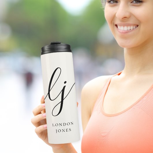 Monogram Modern Minimalistisch Elegant Script Init Thermosbecher