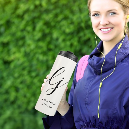 Monogram Modern Minimalistisch Elegant Script Init Thermosbecher