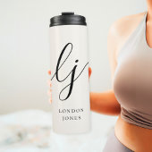 Monogram Modern Minimalistisch Elegant Script Init Thermosbecher