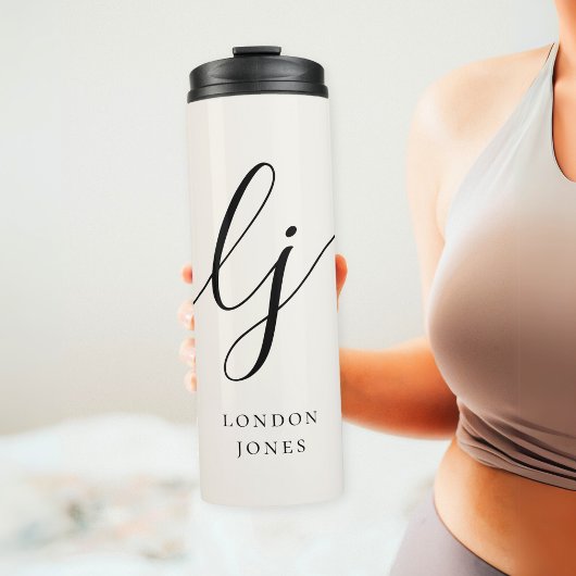 Monogram Modern Minimalistisch Elegant Script Init Thermosbecher