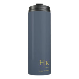 Monogram Modern Minimalistisch Elegante Navy Blue  Thermosbecher