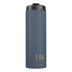 Monogram Modern Minimalistisch Elegante Navy Blue  Thermosbecher