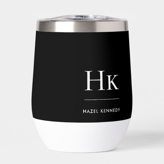 Monogram Modern Minimalistisch Elegante Schwarz-we (Vorderseite)