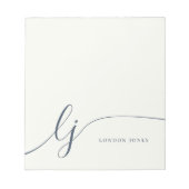 Monogram, Modern Minimalistisch Feminine Ivory Nav Notizblock (Vorderseite)
