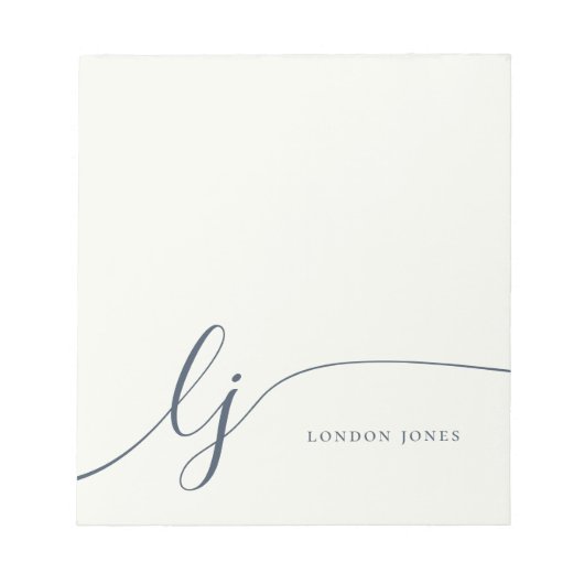 Monogram, Modern Minimalistisch Feminine Ivory Nav Notizblock (Vorderseite)