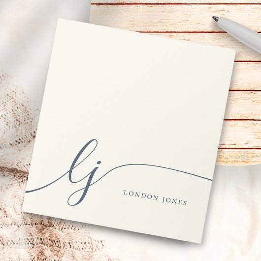 Monogram, Modern Minimalistisch Feminine Ivory Nav Notizblock