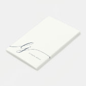 Monogram, Modern Minimalistisch Feminine Ivory Nav Post-it Klebezettel (angewinkelt)