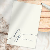 Monogram, Modern Minimalistisch Feminine Ivory Nav Post-it Klebezettel