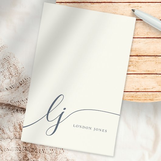 Monogram, Modern Minimalistisch Feminine Ivory Nav Post-it Klebezettel