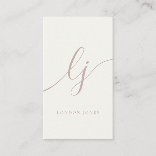 Monogram Modern Minimalistisch Feminine Ivory Rose Visitenkarte (Vorderseite)