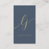 Monogram Modern Minimalistisch Feminine Navy Blue  Visitenkarte (Vorderseite)