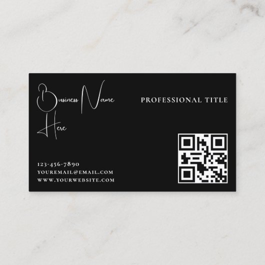 Monogram Modern Minimalistisch Feminine QR Code Bl Visitenkarte (Rückseite)