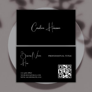 Monogram Modern Minimalistisch Feminine QR Code Bl Visitenkarte