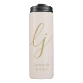 Monogram Modern Minimalistisch Gold Script Calligr Thermosbecher (Vorderseite)