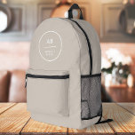 Monogram Modern Minimalistisch Natural Taupe Bedruckter Rucksack<br><div class="desc">Ein einfaches,  stilvolles,  individuelles Design mit moderner Typografie und einer natürlichen Taupe-Charakterfarbe. Der Text,  inklusive Ihres Monogramms,  kann leicht personalisiert sein,  um ein Design so einzigartig wie Sie sind zu machen! Das perfekte trendige,  maßgeschneiderte Design für den persönlichen oder geschäftlichen Gebrauch!</div>