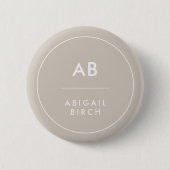 Monogram Modern Minimalistisch Natural Taupe Button (Vorderseite)