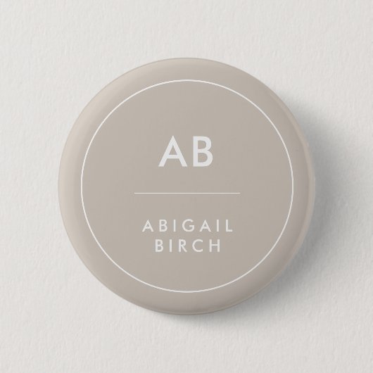 Monogram Modern Minimalistisch Natural Taupe Button (Vorderseite)