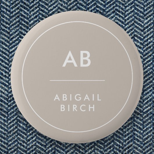 Monogram Modern Minimalistisch Natural Taupe Button