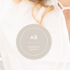 Monogram Modern Minimalistisch Natural Taupe Namensschild