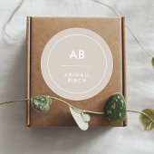 Monogram Modern Minimalistisch Natural Taupe Runder Aufkleber