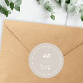 Monogram Modern Minimalistisch Natural Taupe Runder Aufkleber